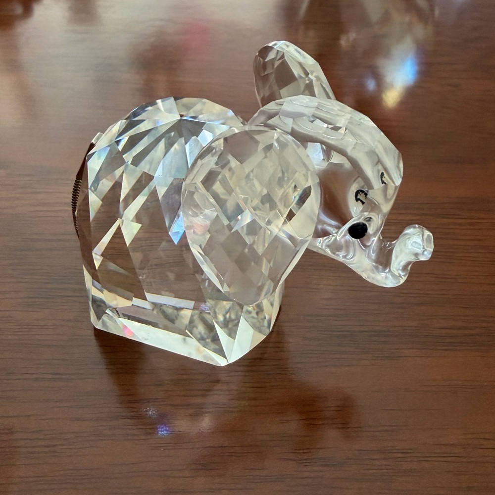 Swarovski Crystal Elephant with Metal Tail Figurine